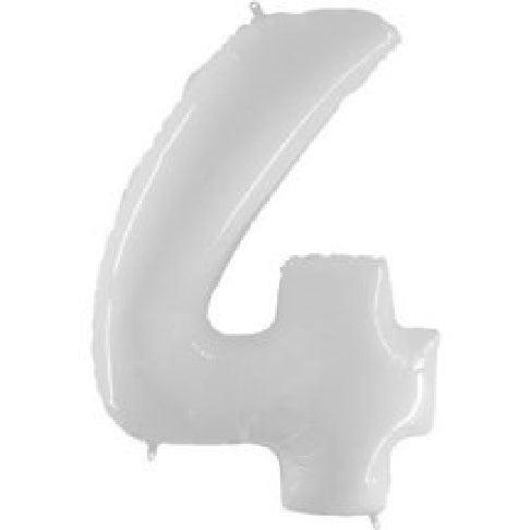 40" White Number (4) Foil Balloon 