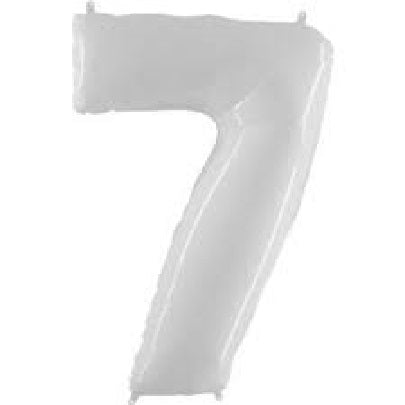 40" White Number (7) Foil Balloon 