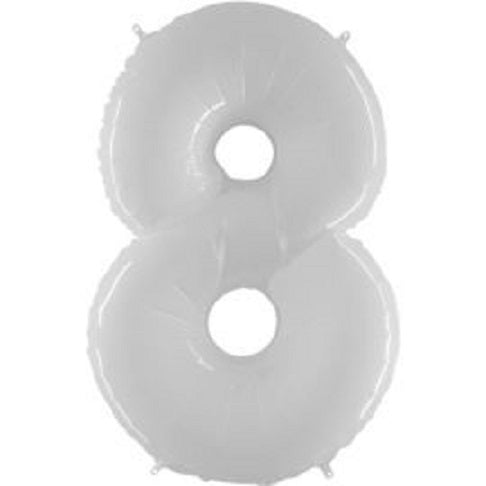 40" White number (8) Foil Balloon 