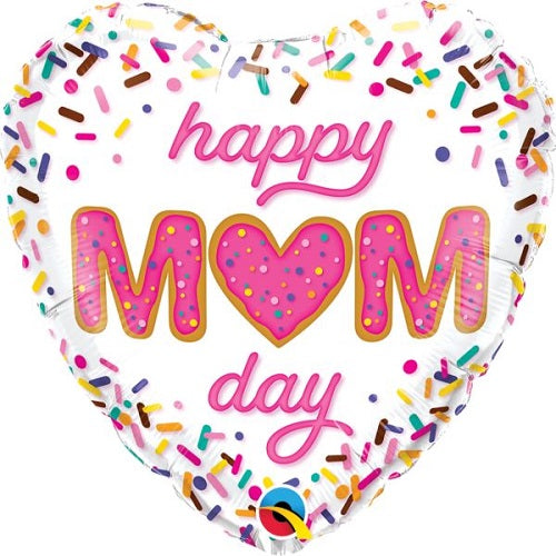 Party Balloon White Heart Happy Mom Day 18" Foil Balloon 