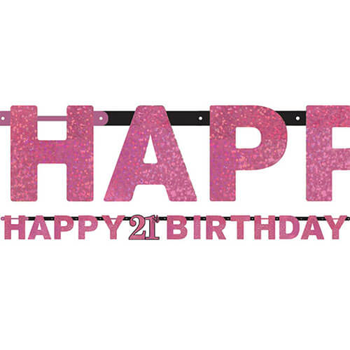 Party Balloon 21st Pink Celebration Age Prismatic Letter Banner