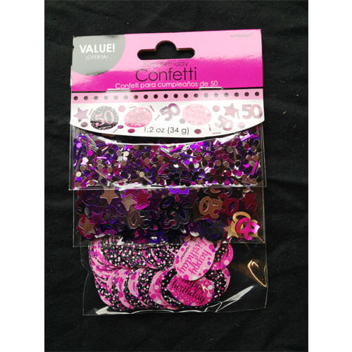 Party Balloon Pink Celebration Age 50 Confetti - 34g