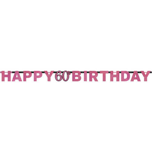 Party Balloon 60th Pink Celebration Age Prismatic Letter Banner
