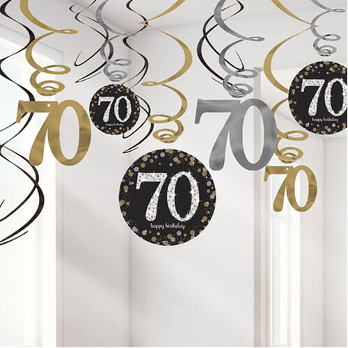 Party supplies Age 70 Hanging Swirls