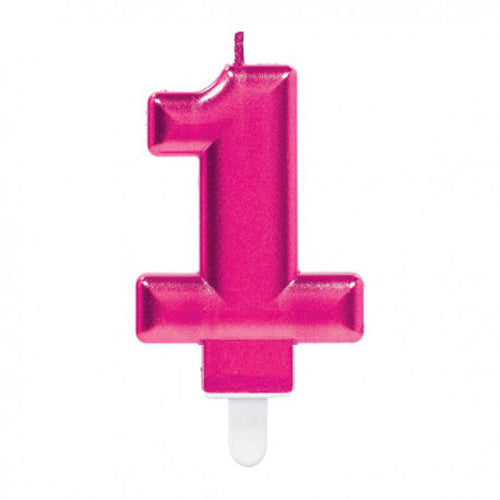 Party Balloon No.1 Candle - Pink 7.5cm
