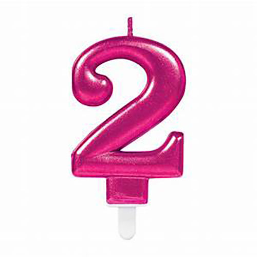 Party Balloon No.2 Candle - Pink 7.5cm
