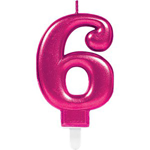 Party Balloon No. 6 Candle - Pink 7.5cm