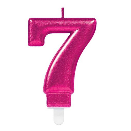 Party Balloon No. 7 Candle - Pink 7.5cm