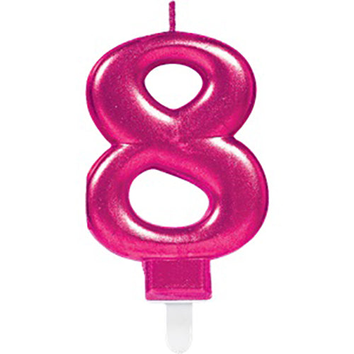 Party Balloon No. 8 Candle - Pink 7.5cm