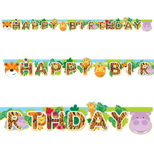 Party Balloon Jungle Animal Friends Letter Banner