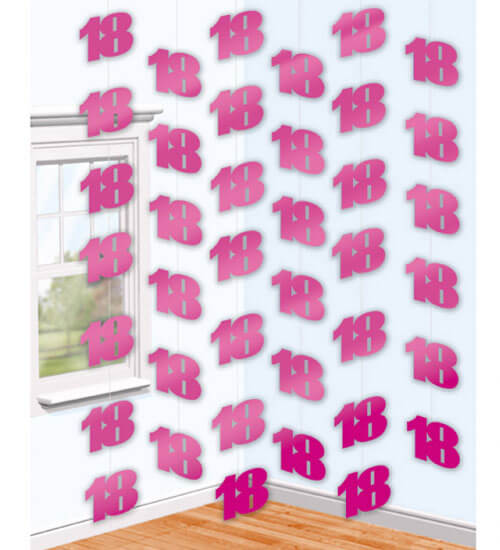 Party Balloon 18th Pink Hanging String