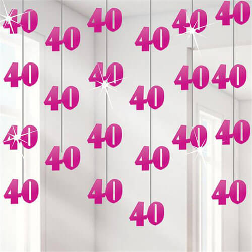 Party Balloon 40th Pink String Decoration 