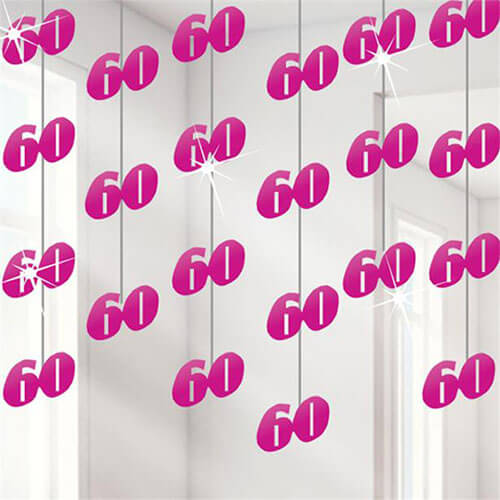 Party Balloon 60th Pink String Decoration