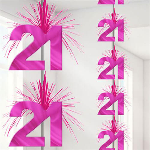 Party Balloon 21st B'day Pink Cascade Column Decoration