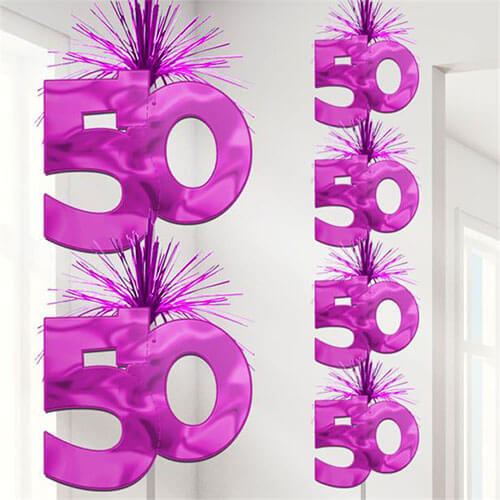 Party Balloon 50th Pink Cascade Column