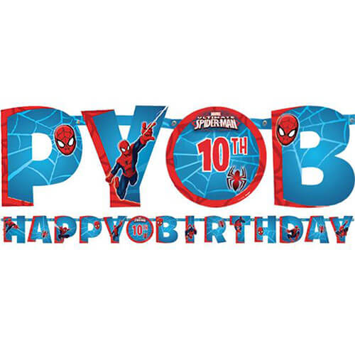 Party Balloon Spider Man Add An Age Letter  Banner