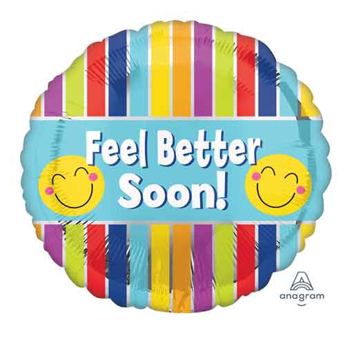 Party Balloon Feel Better Soon Stripes Baloon