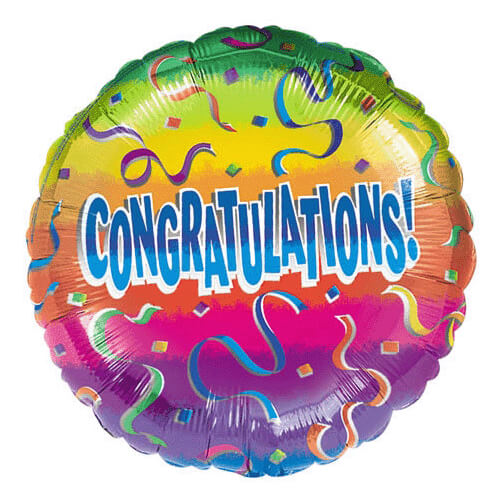 Party Balloon 18"Congrats Rainbow Foil Balloon S40