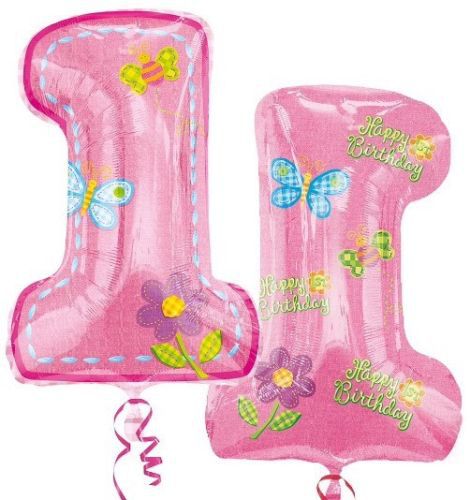 Party Balloon 29" Hugs &amp; Stitches 1st Birthday Girl Foil Balloon P30