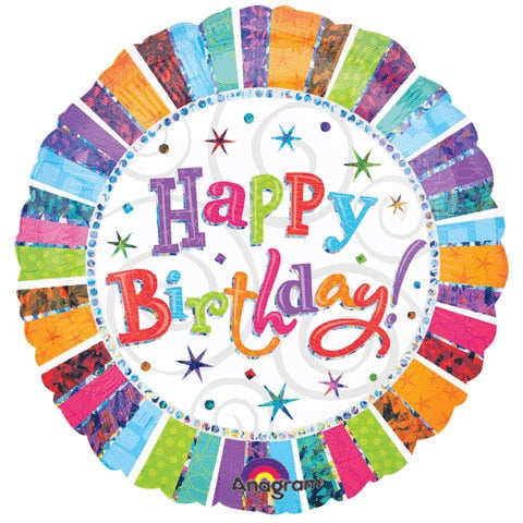 Party Balloons 18" Radiant Birthday  Foil Balloon S55