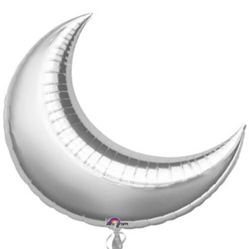 Party Balloon 35" Silver Crescent Foil Balloon P30 