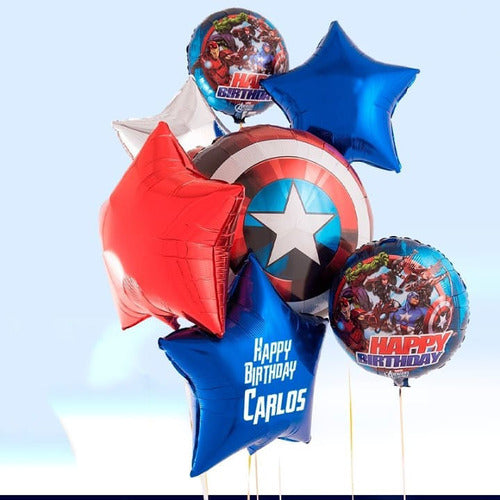Avenger Theme Round and Star Foil Balloon Bouquet