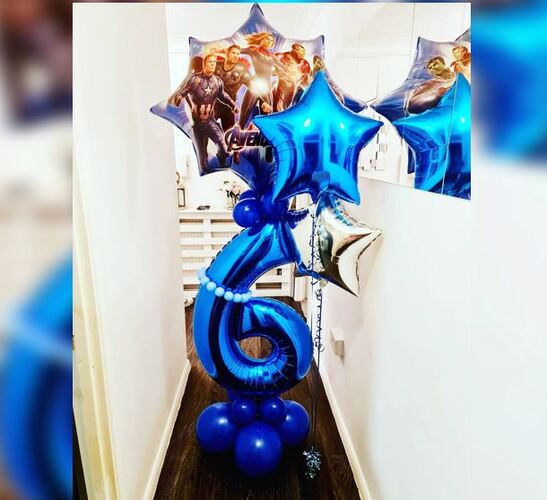 Avenger Theme 6 Number Balloon Bouquet