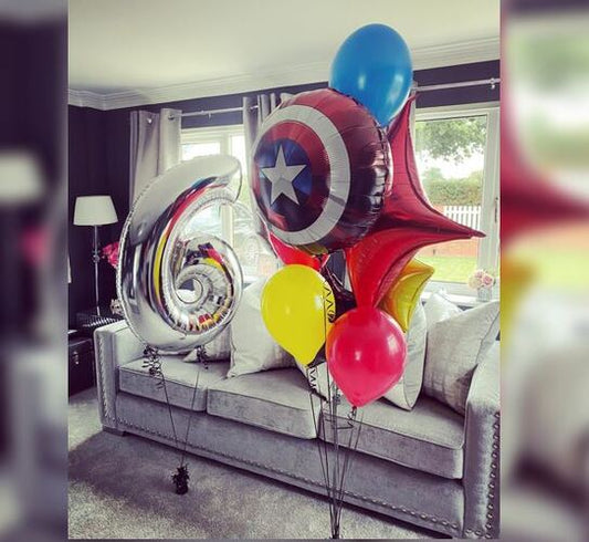 6th Birthday Captain Shield Balloon Bouquet