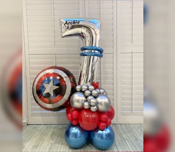 7th Birthday Captain Ameriaca Balloon Bouquet