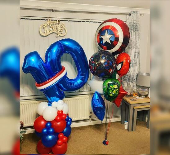 10th Birthday Party Avenger Balloon Bouquet