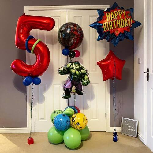 5th Birthday Avengers Hulk Theme Balloon Bunch