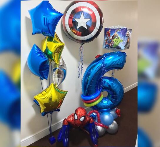 6th Birthday Avenger Star Balloon Bouquet