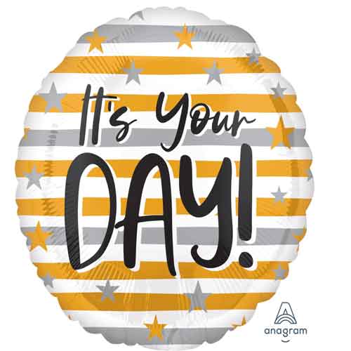 Party Balloon It'S Your Day Gold &amp; Silver Strips
