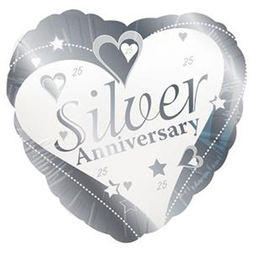 Balloons Party Celebrate Loving Hearts Silver Anniversary Balloon - 18" Foil
