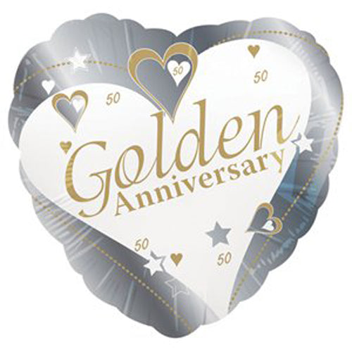 Balloons Party Celebrate Loving Hearts Golden Anniversary Balloon - 18" Foil
