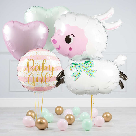 Baby Girl Lamb Inflated Balloon Package