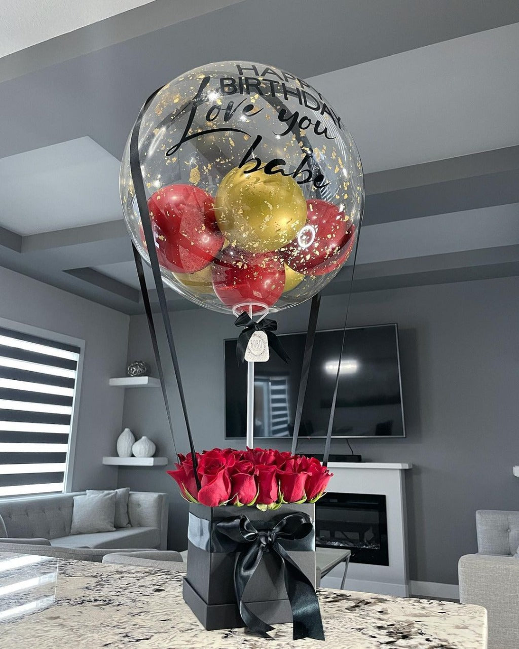 Gold and Red Basket Bouquet   