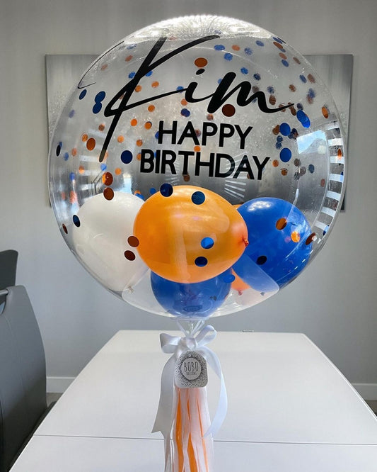 Blue and Orange White  and Basket Bouquet 