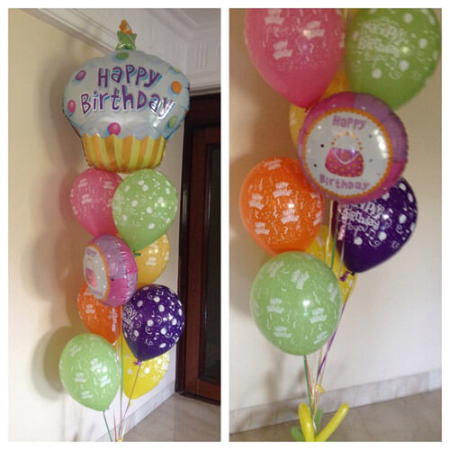 Party Balloon Birthday Cupcake Helium Balloons Bouquet