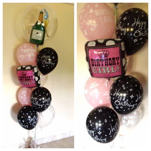 Party Balloon Birthday Girl Champane Black Helium  Balloons Bouquet