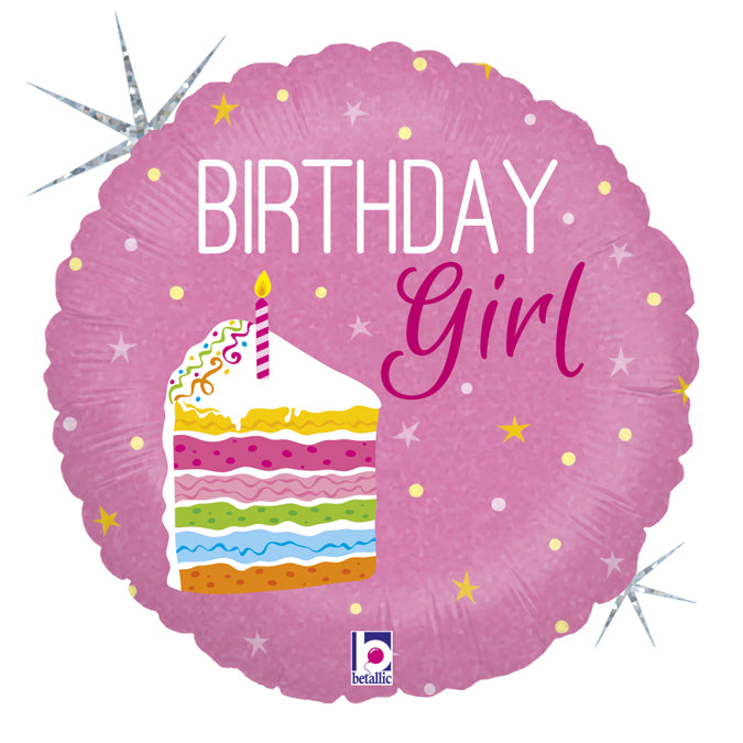 Party Balloon Birthday Girl Pink Round Shape 18" Foil Balloon