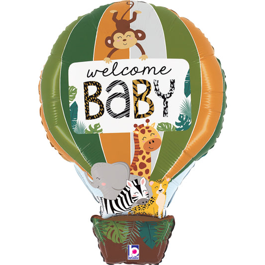 Party Balloon Jungle Animals Welcome Baby (30") Foil Balloon 