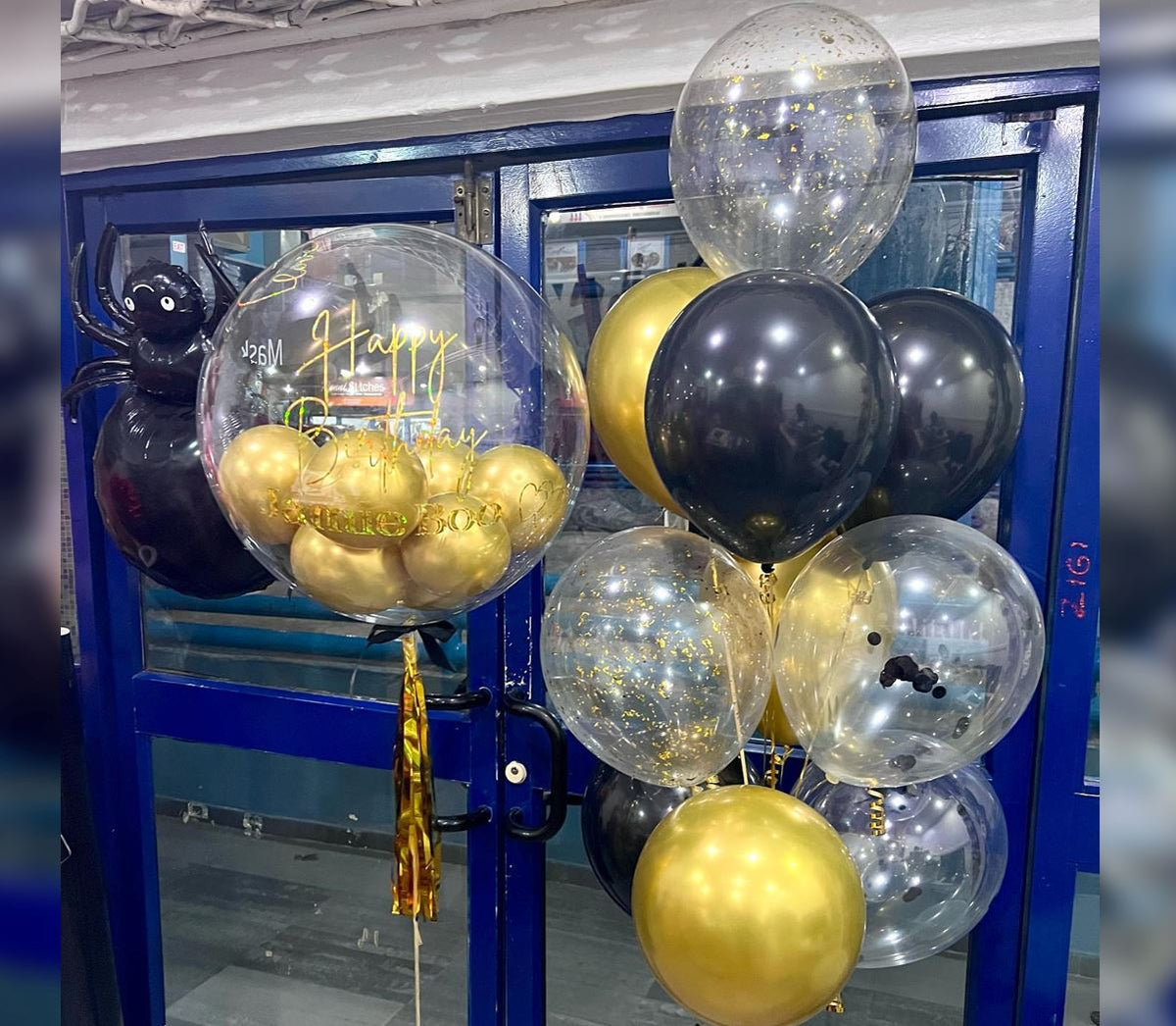Happy Birthday Theme Black And Gold Theme Balloon Bouquet