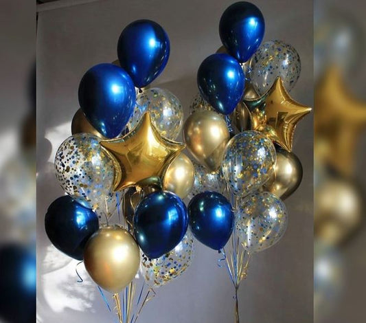 Gold Blue Theme Star Balloon Bouquet