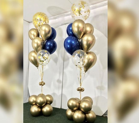 Gold Blue Theme Cluster Balloon Bouquet