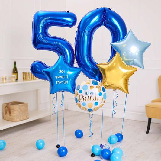 50th Birthday HBD Balloon Bouquet