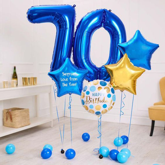 70th Birthday HBD Balloon Bouquet