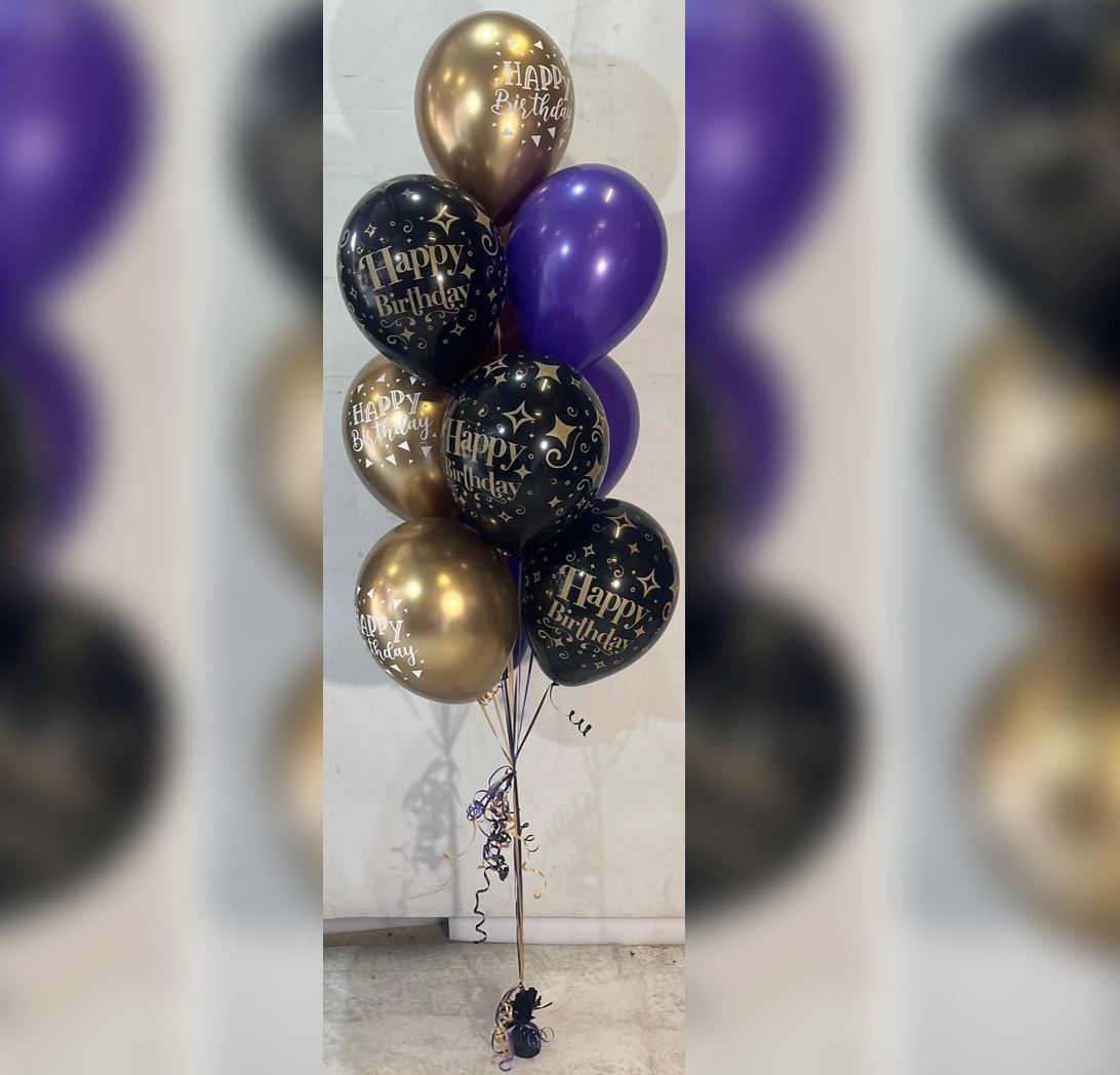 32 Number Gold Blue Theme Balloon Bouquet