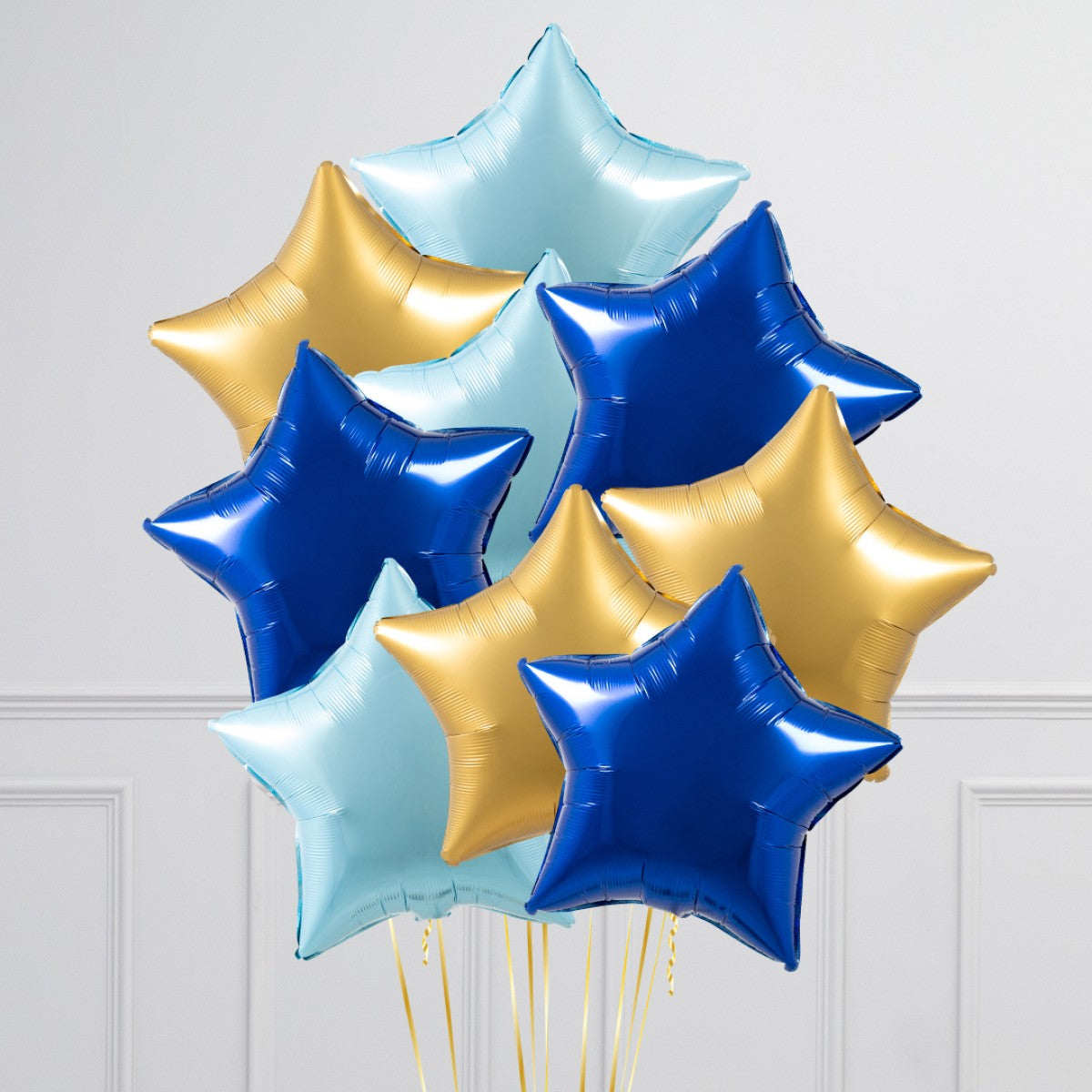 Gold And Blue Star Balloon Bouquet