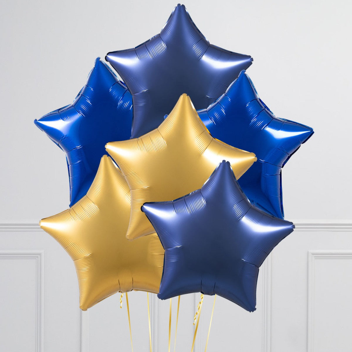 Gold  And Blue Theme Star Balloon Bouquet